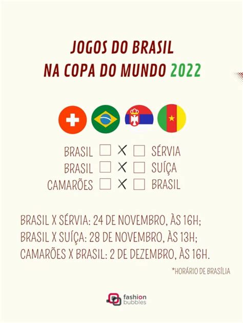 horarios jogo do brasil copa 2022